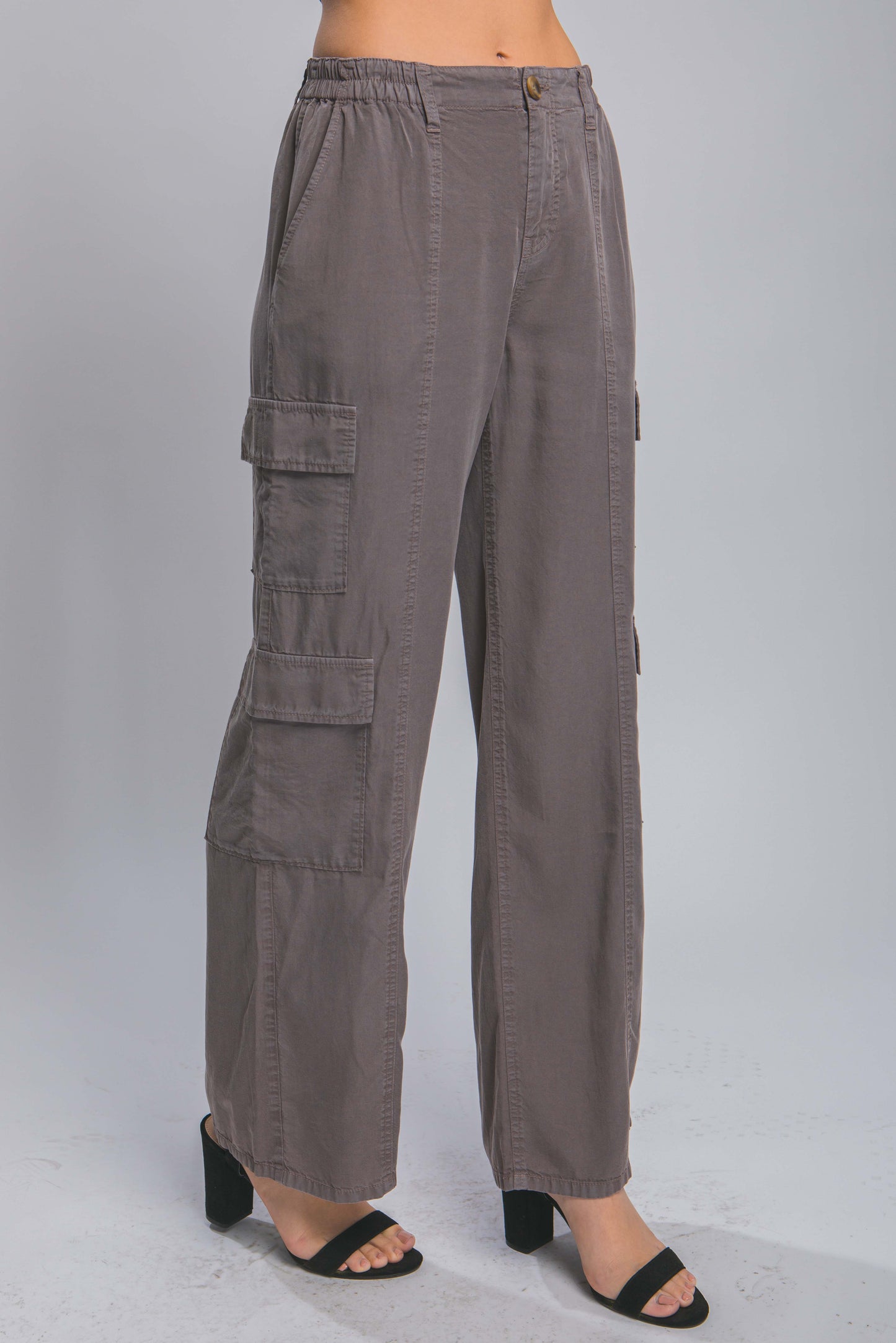 Full-length Tencel Pants With Cargo Pockets