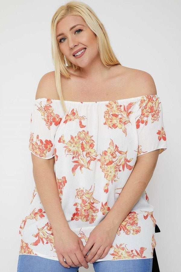 Floral Print Off The Shoulder Top