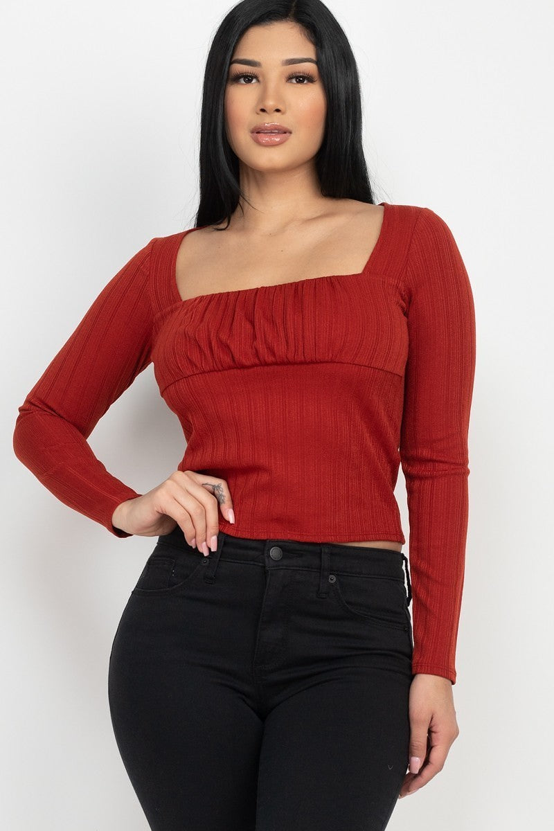 Shirred Square Neck Top