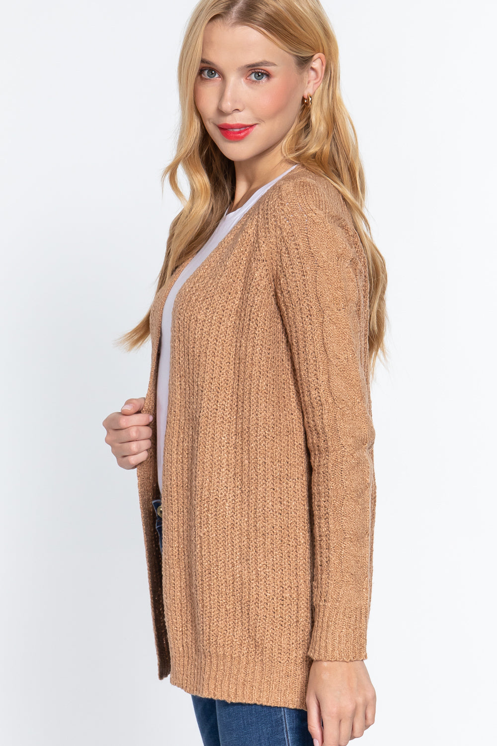 Long Slv Open Front Sweater Cardigan