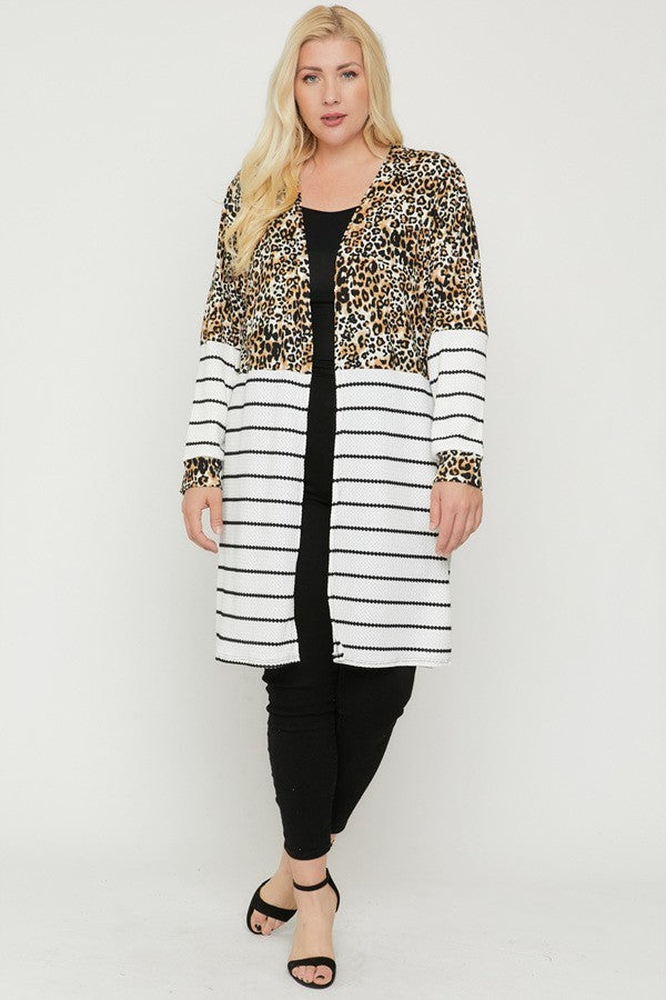 Long sleeves print-striped cardigan