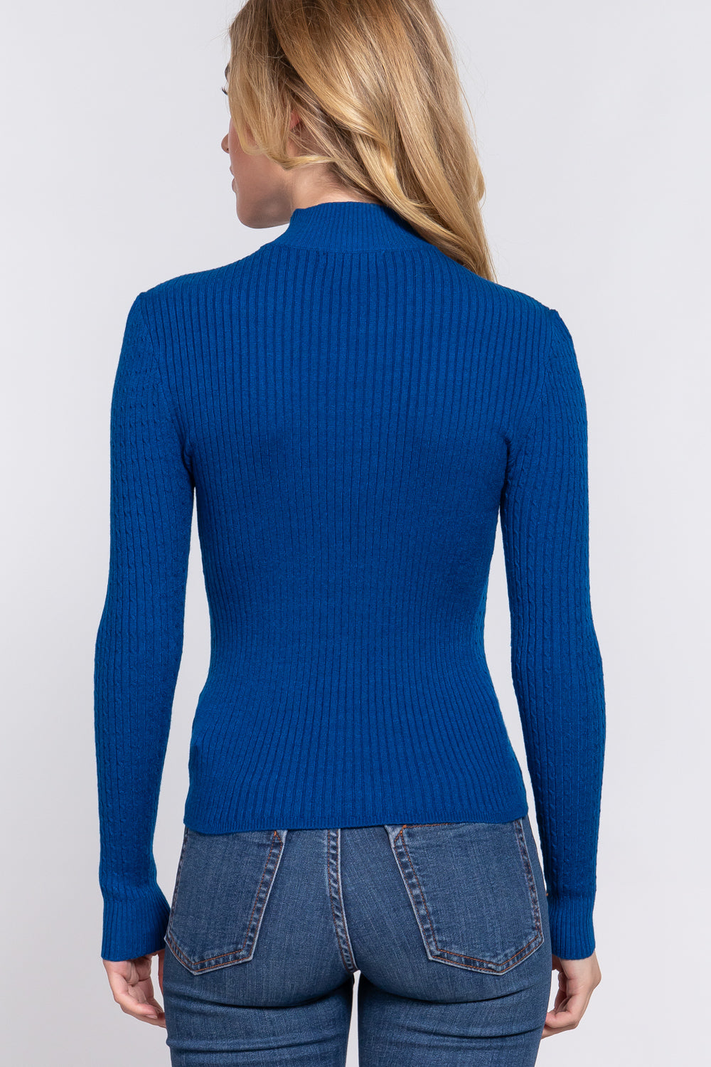 Long Slv Mock Neck Rib Sweater