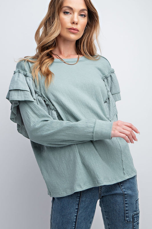 Double Ruffle Sleeves Top